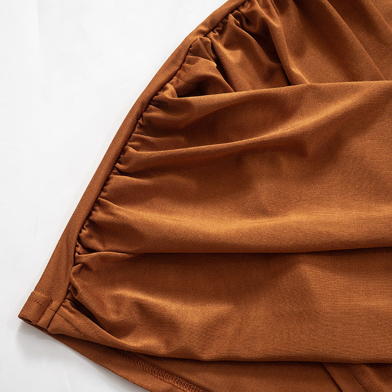 Women solid autumn long-sleeved Patchwork Lace-Up dress 14