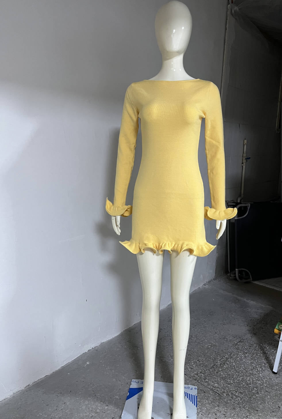 Sexy Tight Fitting Ruffle Knitting Long-Sleeved Autumn And Winter Dress 15