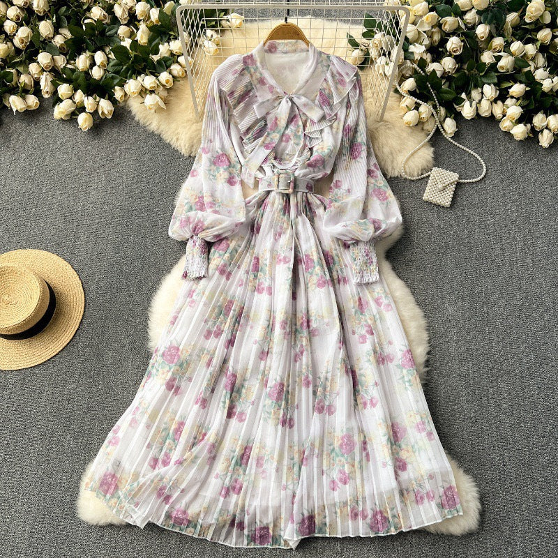 Women French floral pleated skirt 9