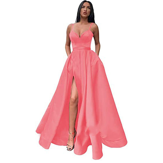 Sexy Solid Colo Strap Slit Prom Dress Beach Weddings Gowm（Processing time need 3-6 days） 18