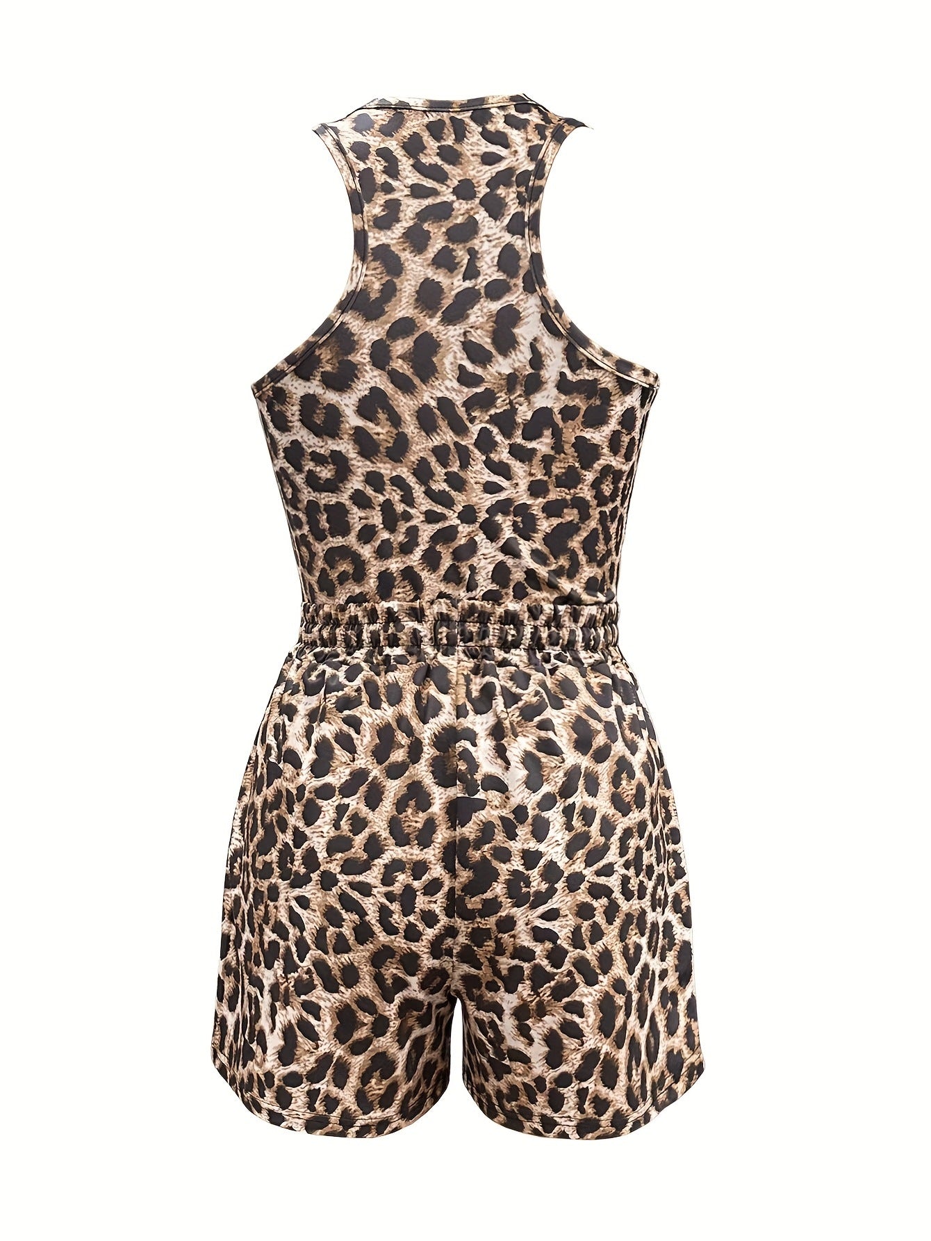Women Leopard Print Suspender Top and Lace-up pocket shorts two-piece set 4