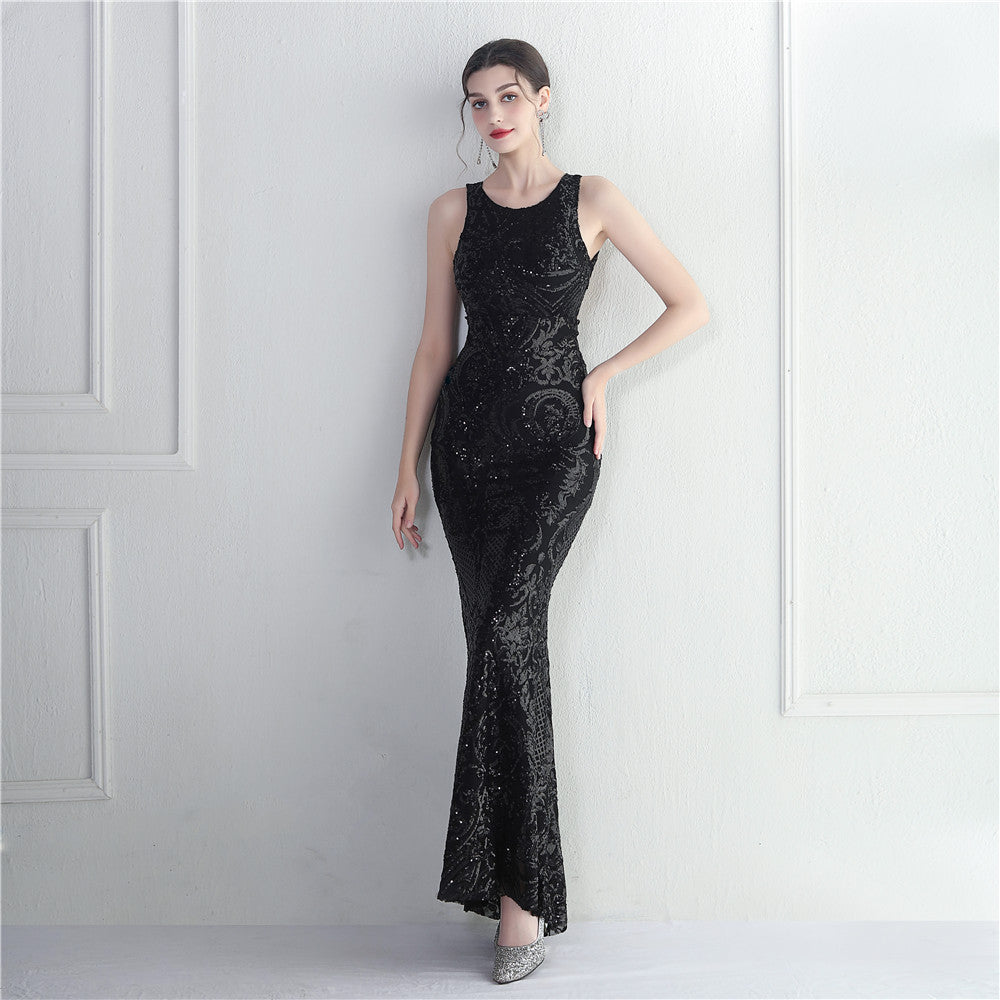 Women Backless Beading Sequin Embroidered Stage Concert Car Model Formal Party Wedding Long Evening Dress 7