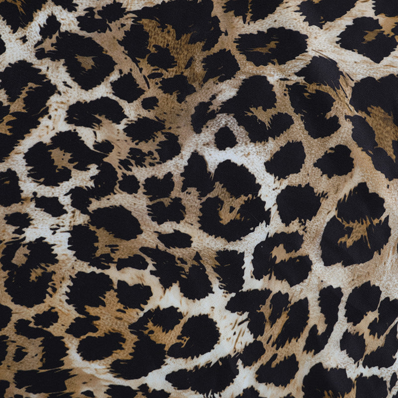 Women Fall Square Neck Leopard Print Dress 15