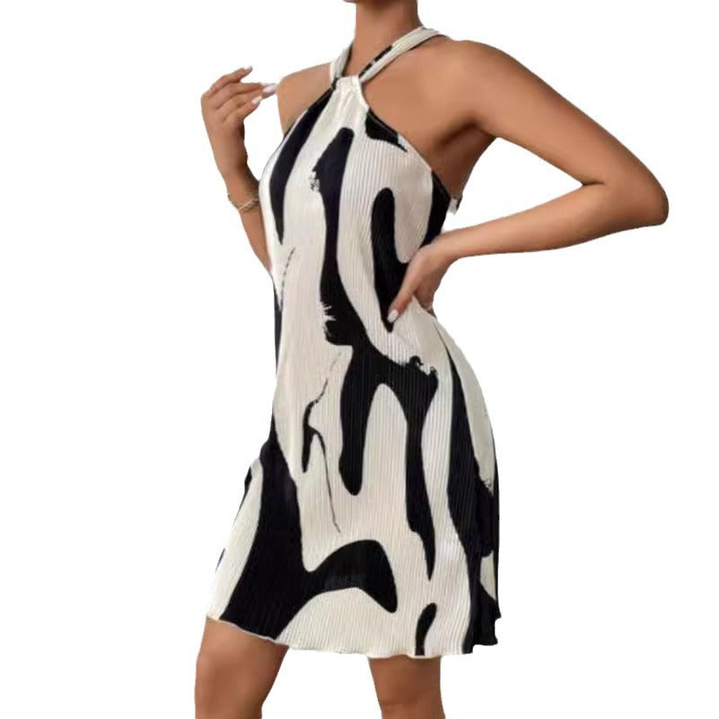 Casual Fashion Print Halter Neck Mini Dress 8