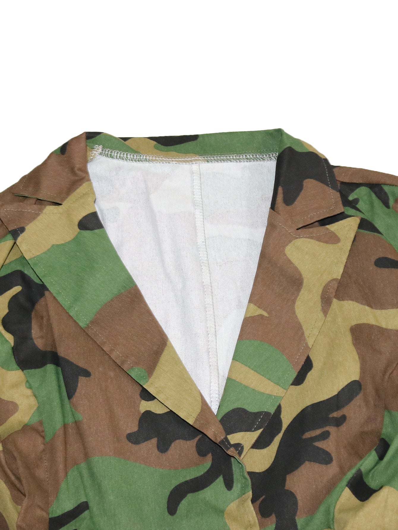 Women's Fashion Camo Print Turndown Collar Double-Breasted Long-Sleeve Outerwear 12