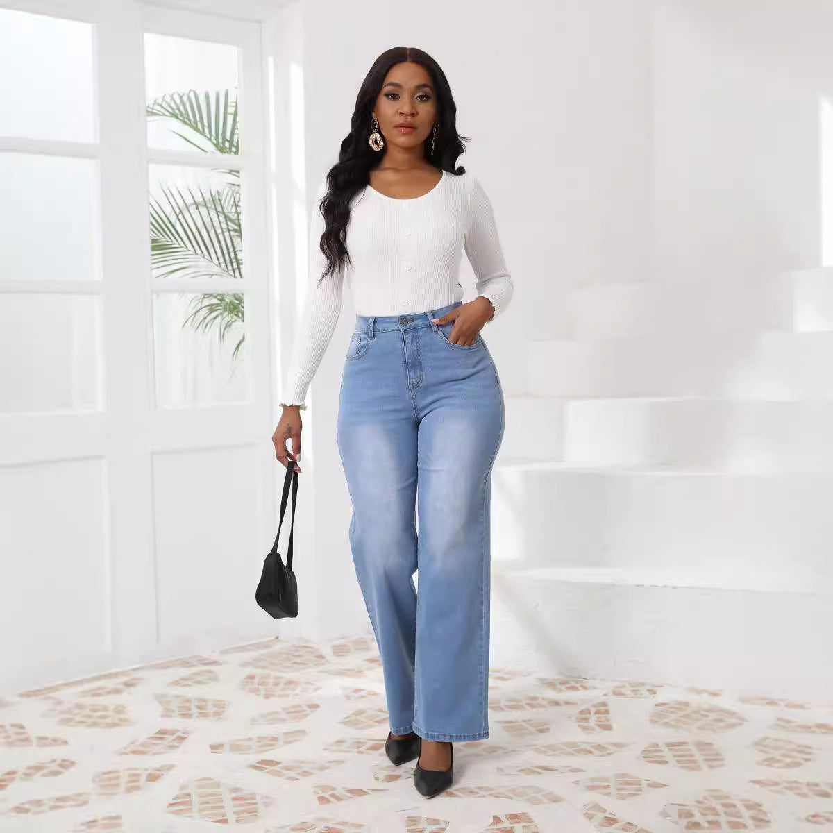 Retro Straight Loose Casual Women's Denim Pants 7