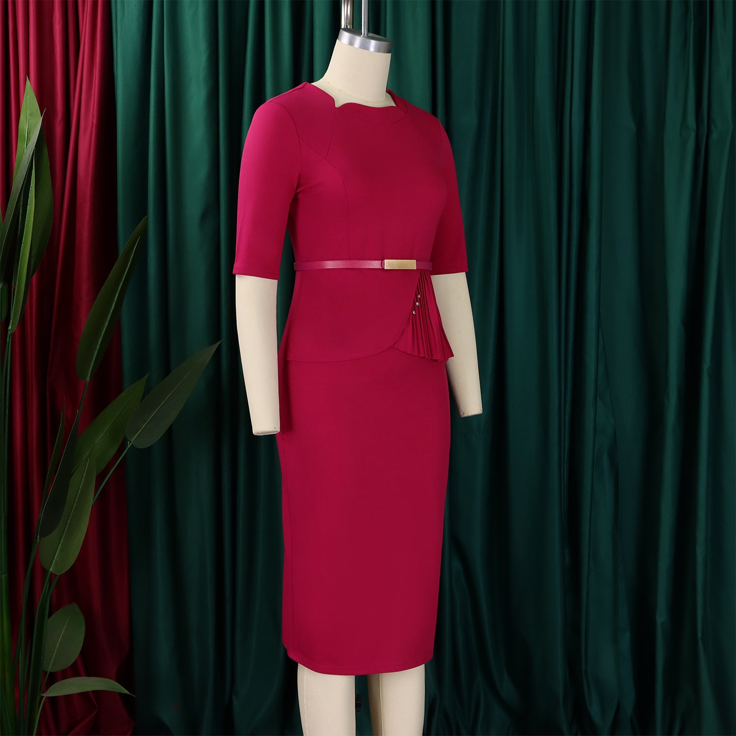 Women's Summer Fashionable Solid Color African Bodycon Dress 20