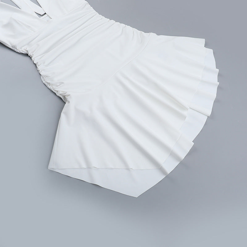 Fashion Deep V Slim Waist Asymmetric Hem Dress 13