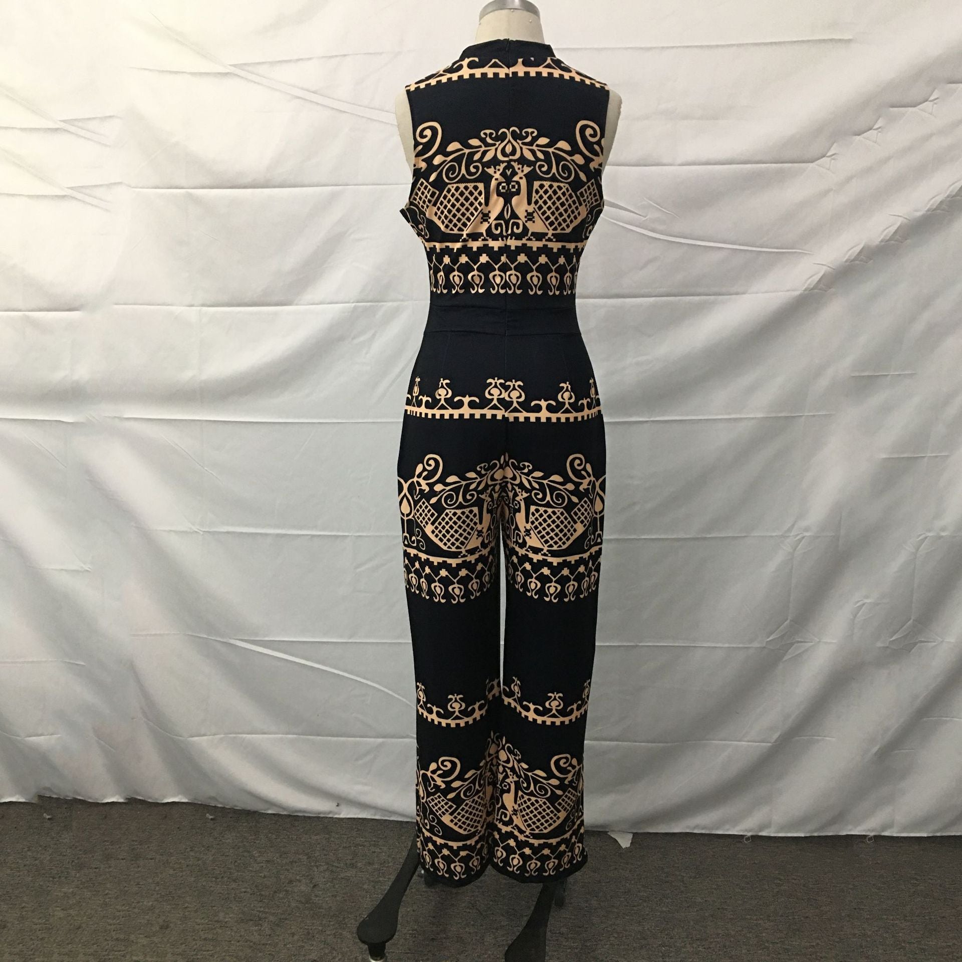 Spring Casual Trousers Slim Fit Printed Sleeveless Women's Jumpsuit 19