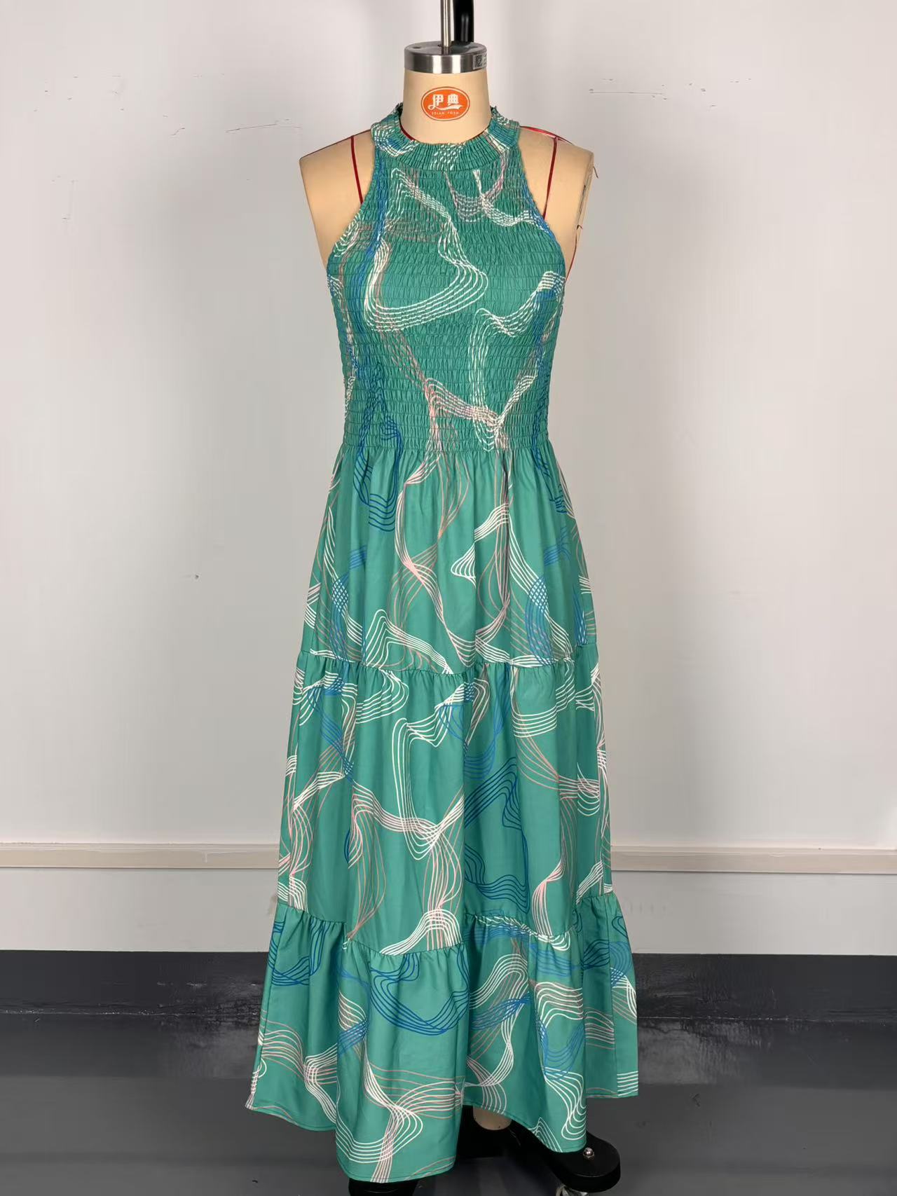 Women Halter Neck Sleeveless Sexy Print Dress 10