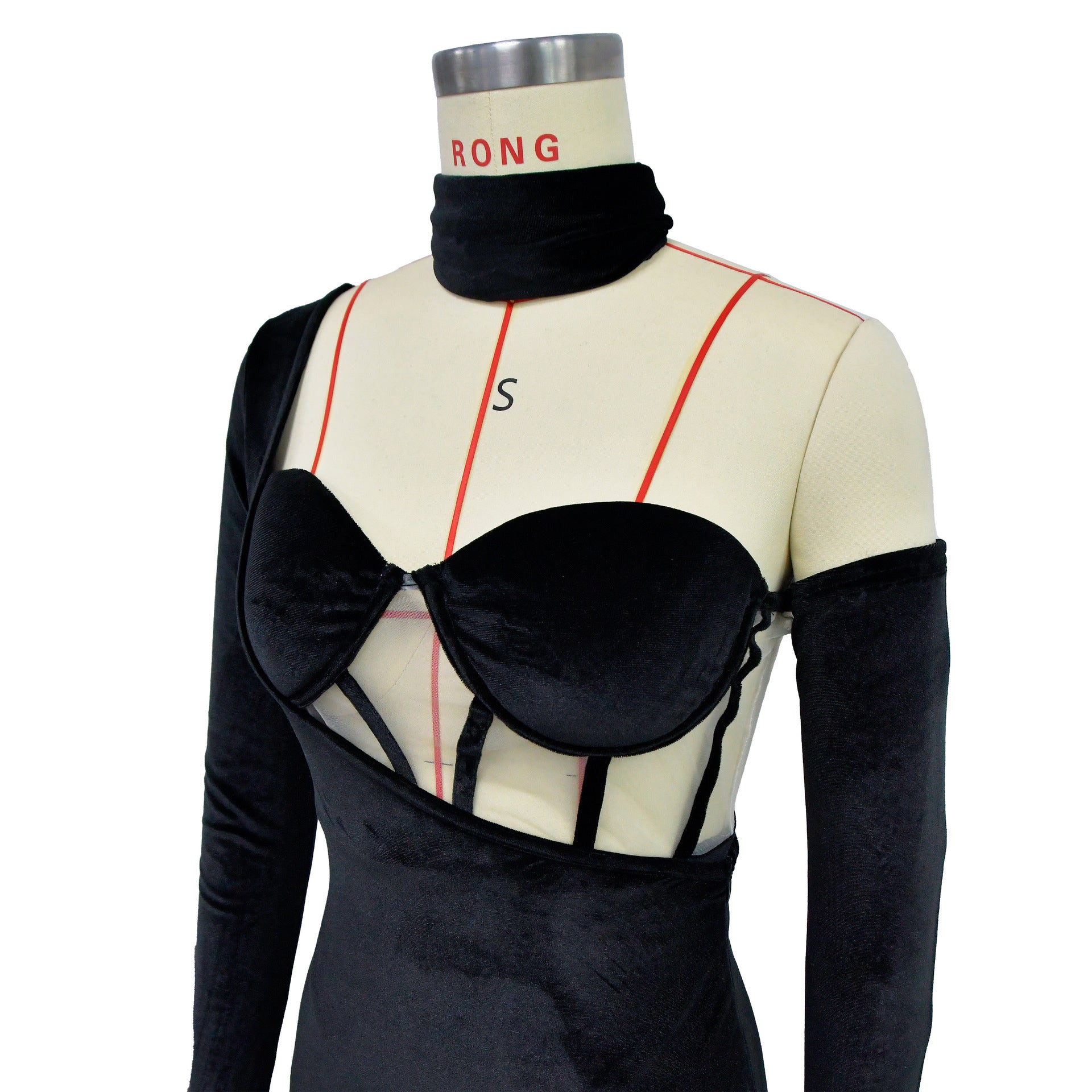 Fashion Ladies Solid Color One Sleeve Glove Evening Gown Maxi Dress 16