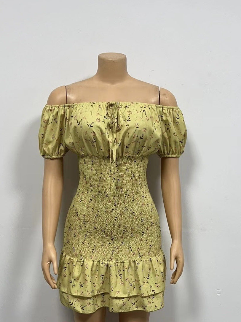 Women Print Lace-up Sexy Bodycon Floral short-sleeved dress 6