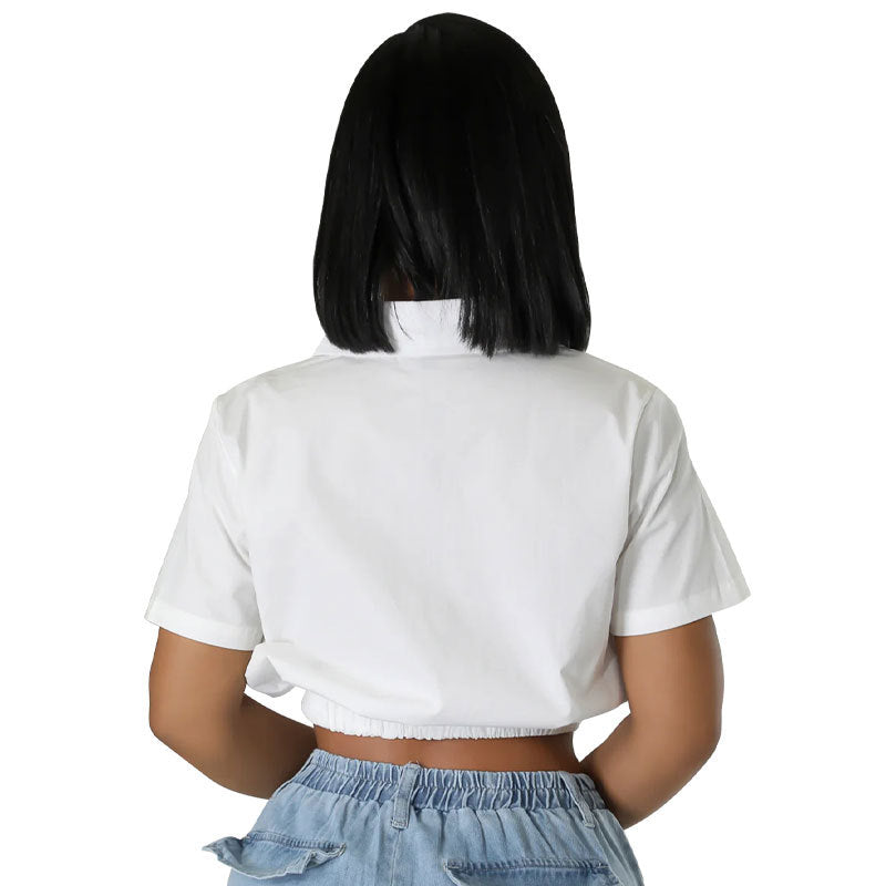 Spring Summer Fashion Casual Short Sleeve Crop Women's Shirt 6