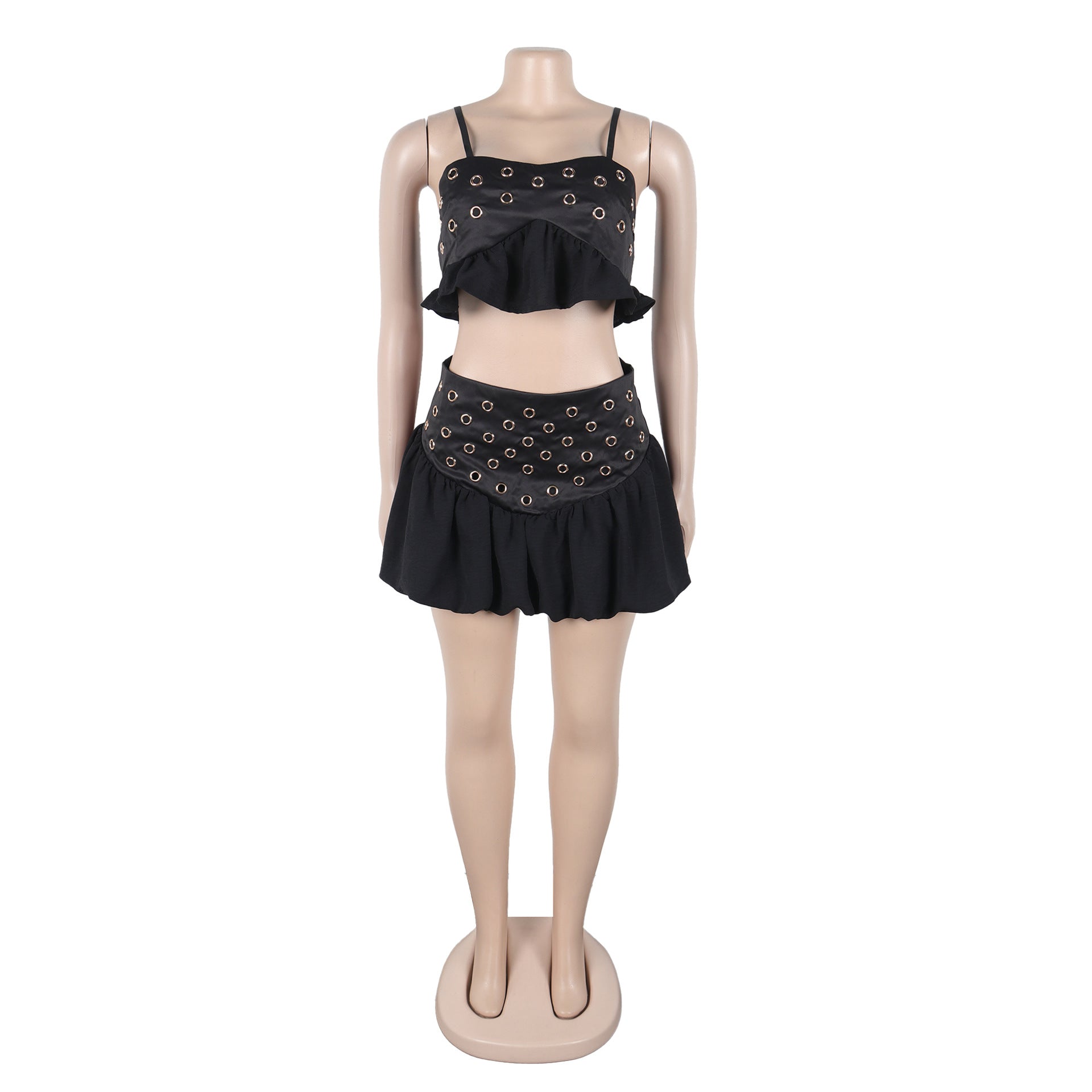 Women Off-Shoulder Suspender Top and Skirt Two-Piece Set 21