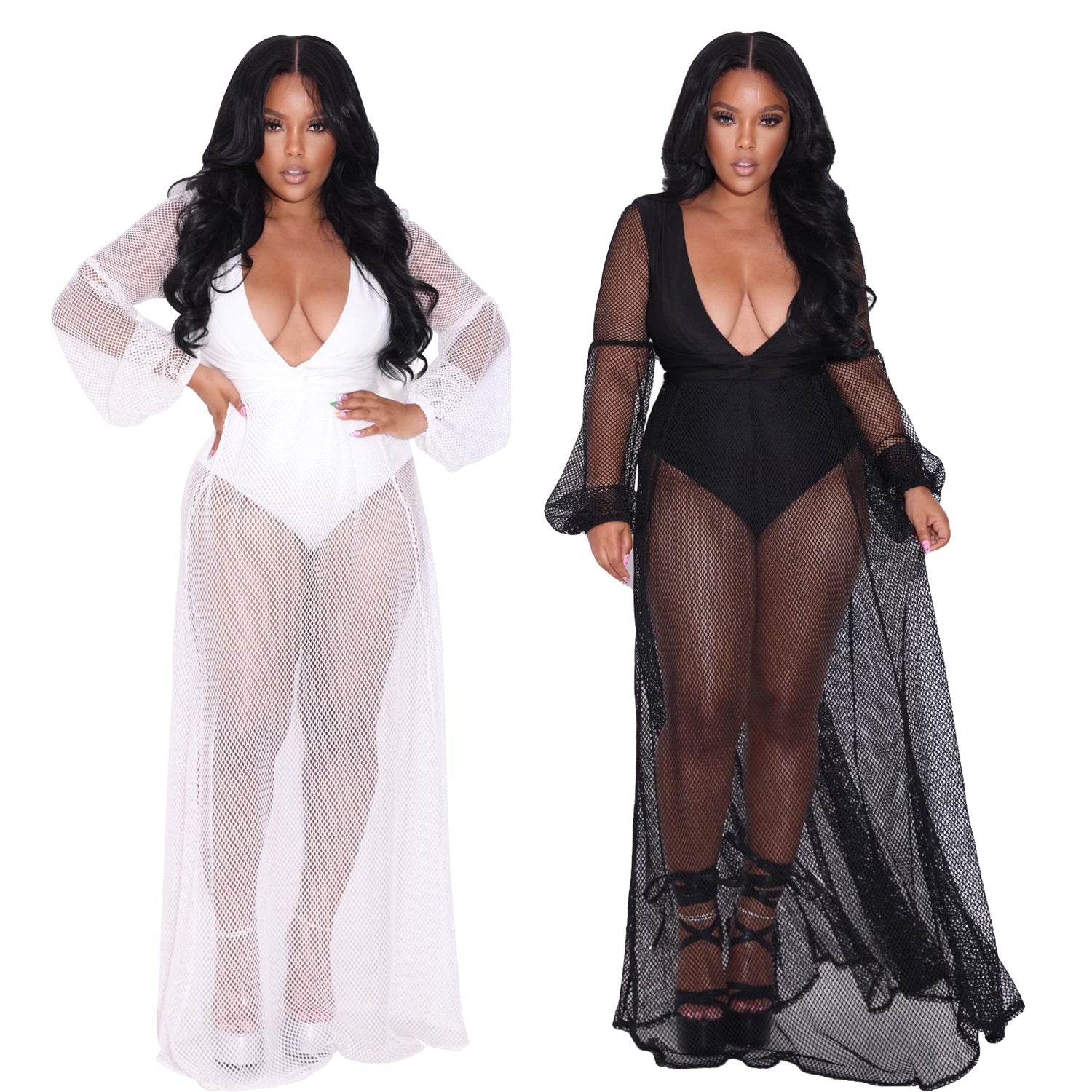 Women Sexy V-Neck Beach Swimwear Mesh Jumpsuit