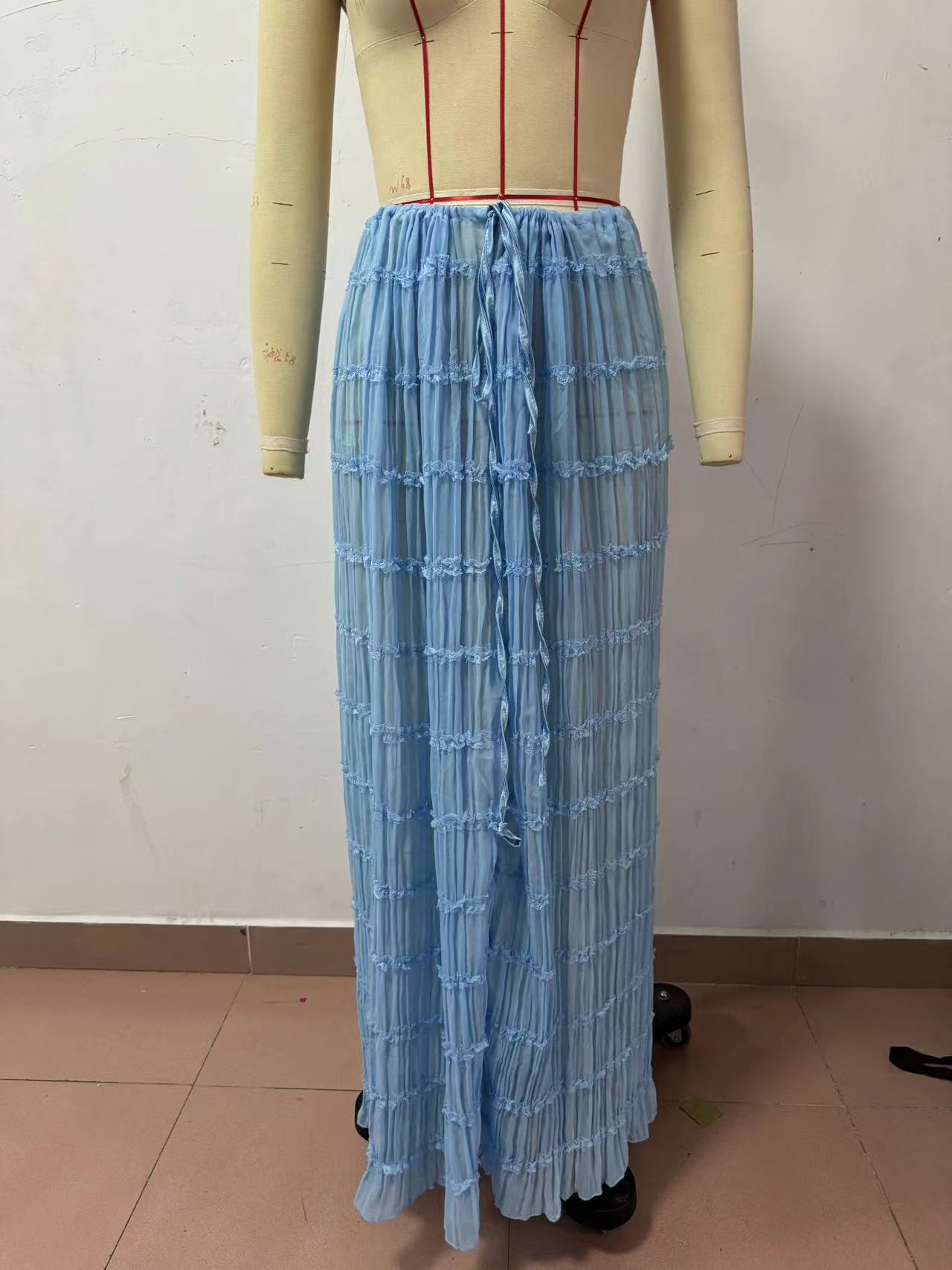 Women Spring Summer Casual Halter Neck Top and Long Skirt two-piece set 14