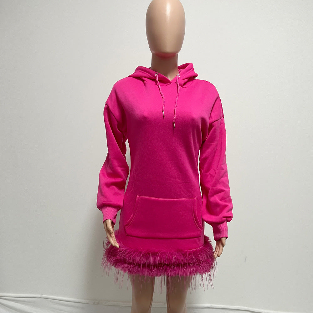 Women Hooded Feather Dress 10