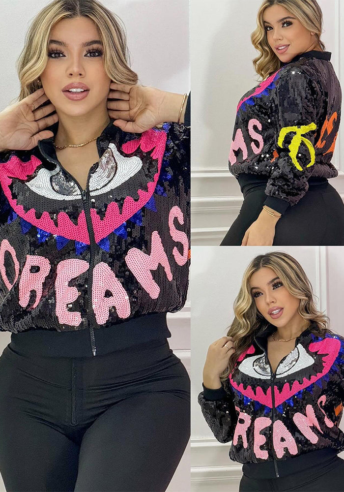 Women's Fashion Chic Career Long Sleeve Slim Fit Shiny Jacket