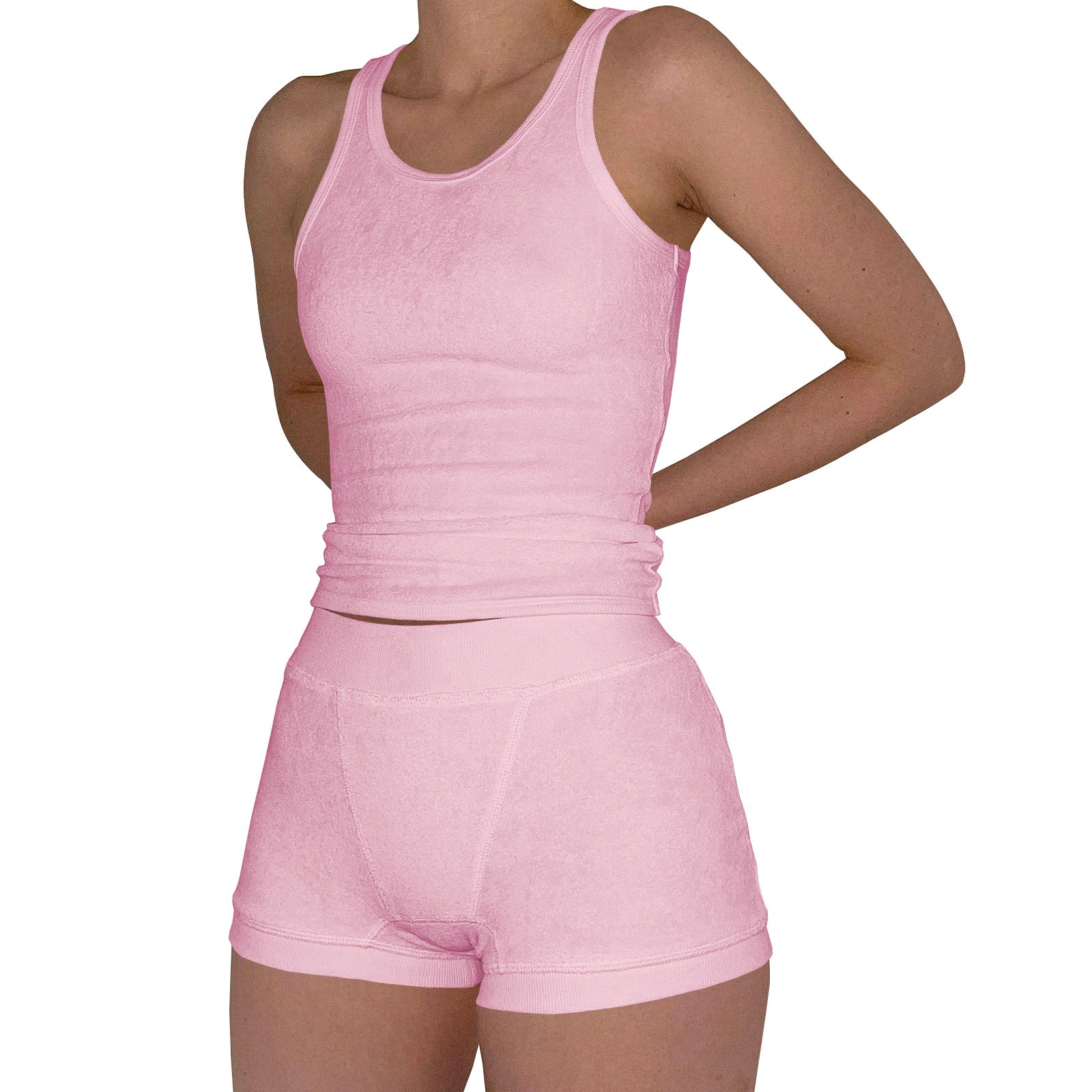 Women's Cozy Casual Cotton Ribbed Solid Two-Piece Set 8