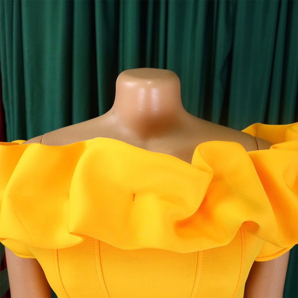 Women's Fashion Summer Solid Color Off Shoulder Mermaid Maxi Evening Dress 15