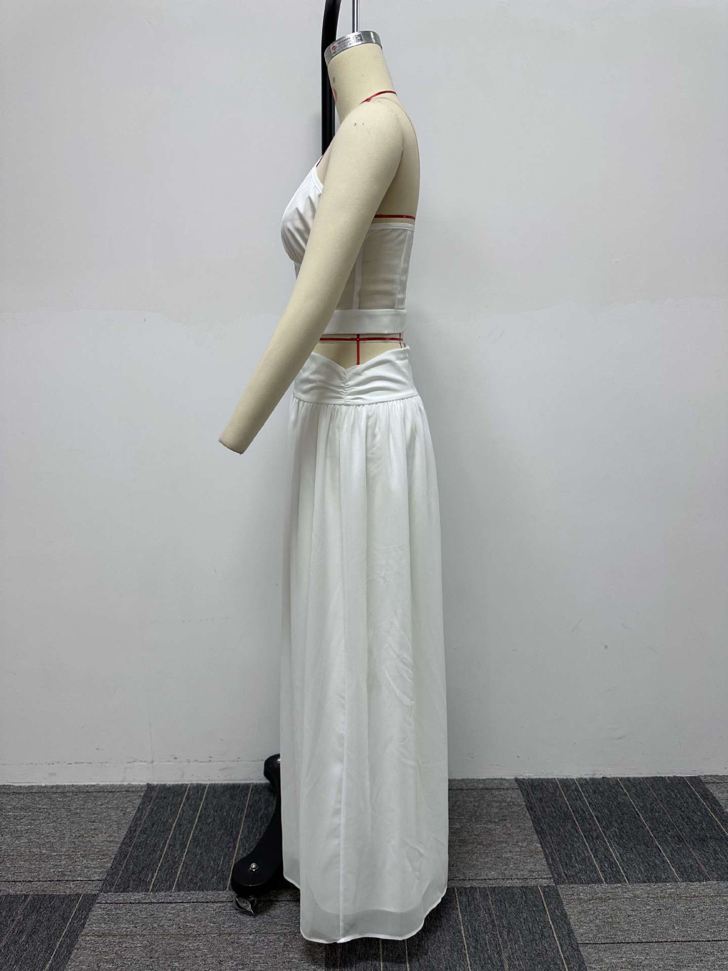 Sexy Solid See-Through One Shoulder Two Piece Skirt Set 11