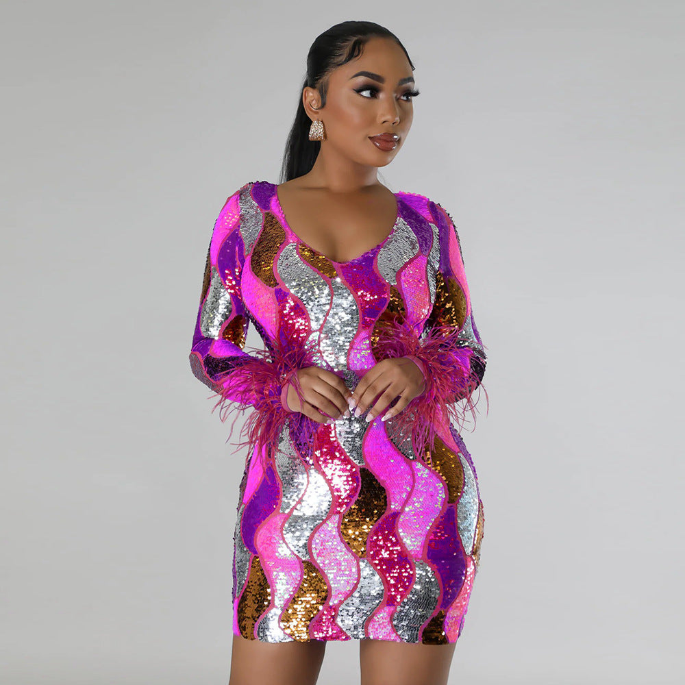 Stylish Sequin Sexy Bodycon Women Party Dress 7