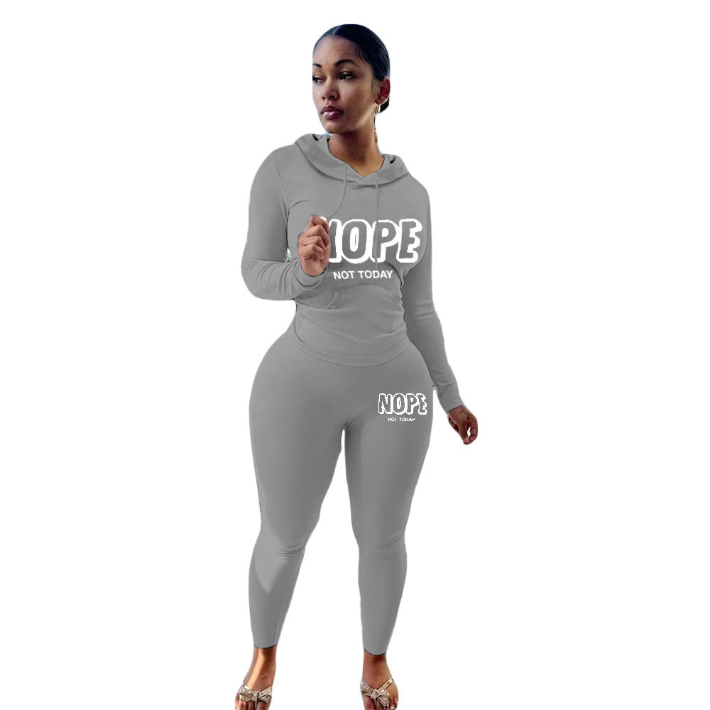 Plus Size Women's Sexy Fashion Printed Sports Two-Piece Pants Set 17