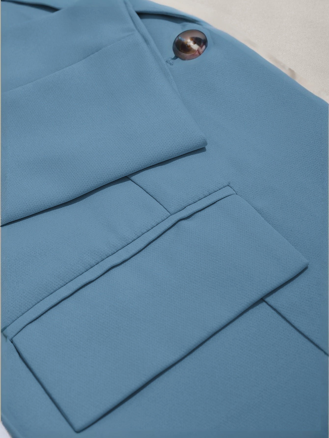 Women Solid Turndown Collar Elegant Career Button Casual Blazer 31