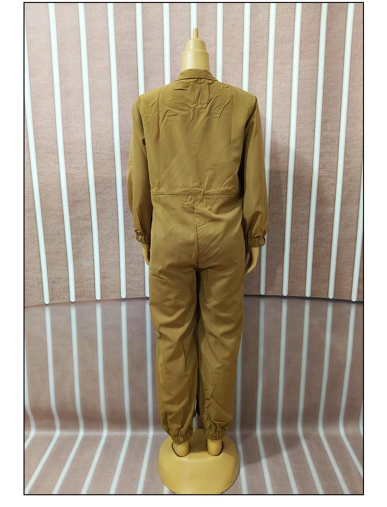 Plus Size Women Fashion Solid Pocket Sexy Jumpsuit 12