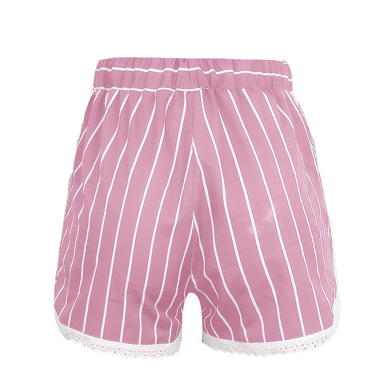 Summer Stripes Printed Strap Pajamas Two-Piece Home Clothes Set 13