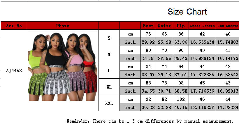 Women's Knitting Stretch Sports Casual Knitting Skirt Vest Two Piece Set 17