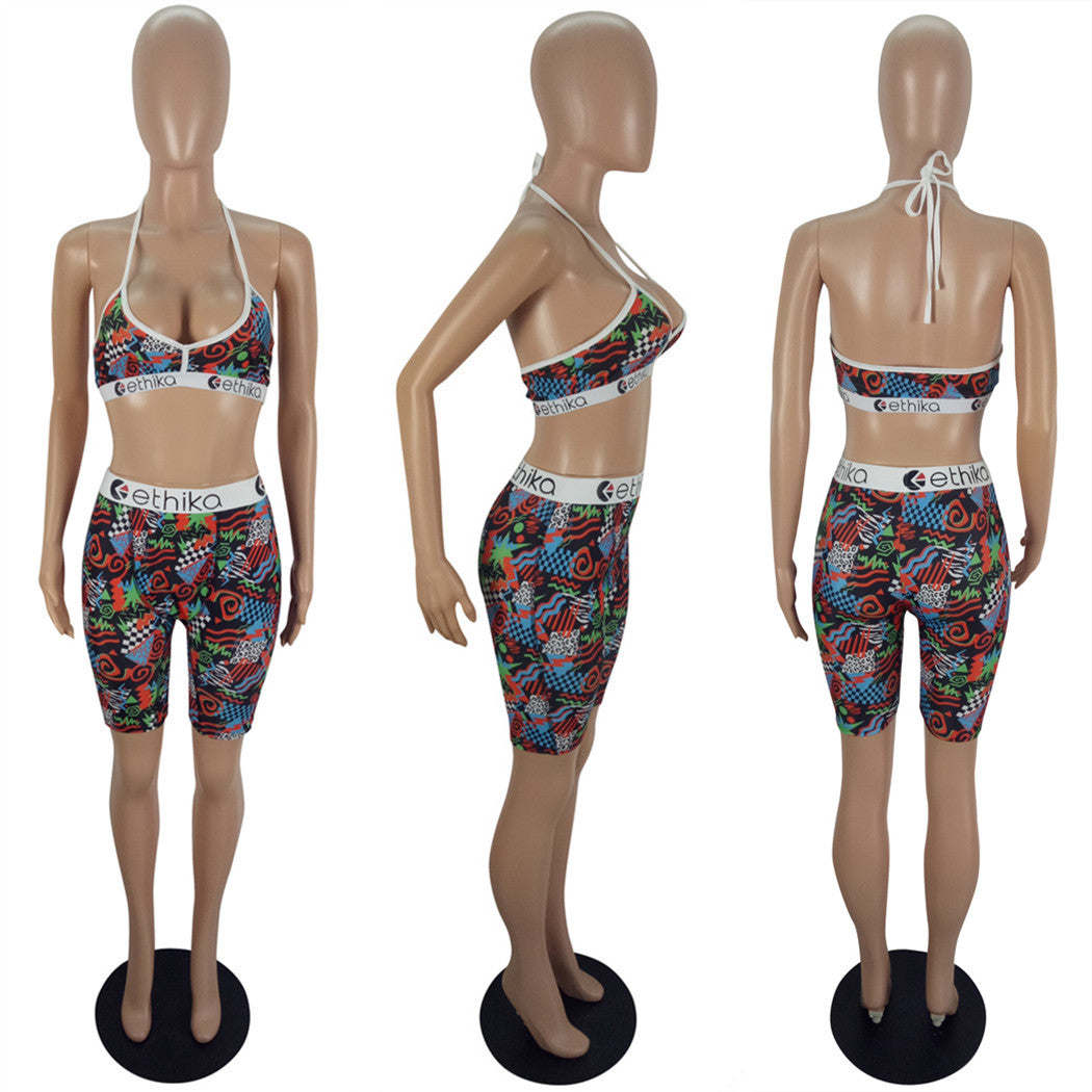 Women summer camouflage vest sports Top and Shorts Casual two-piece set 22