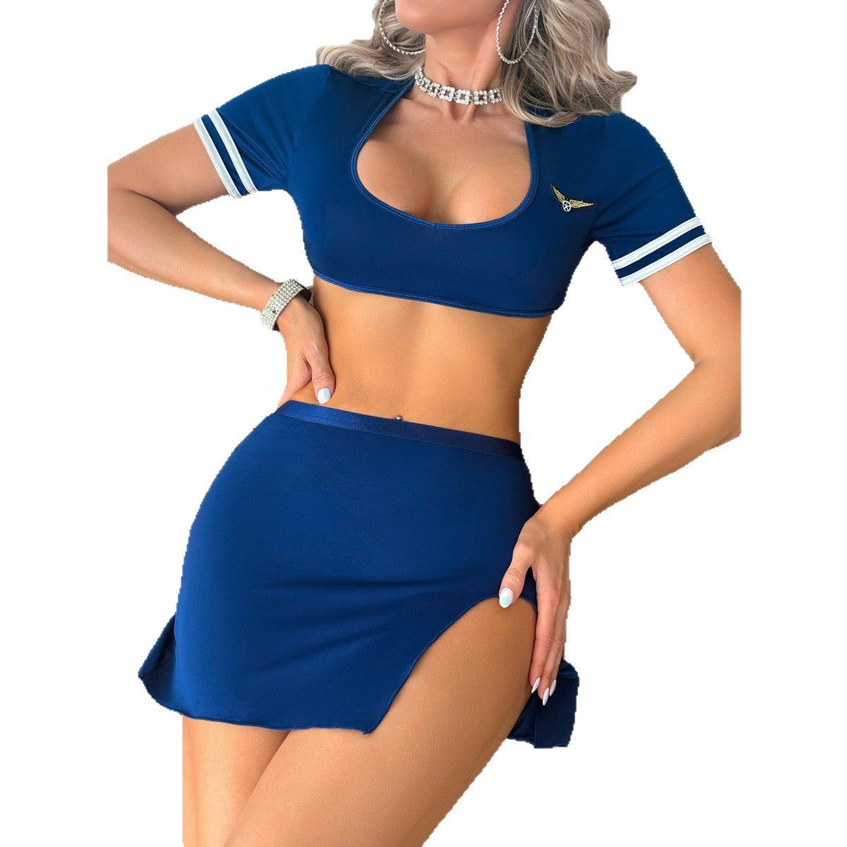 Women Stewardess Uniform Miniskirt Sexy Lingerie Two-Piece Set 6
