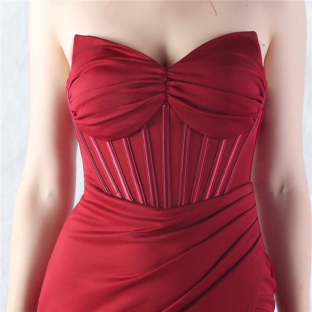 Women Fishbone Vest Off Shoulder Evening Dress 42