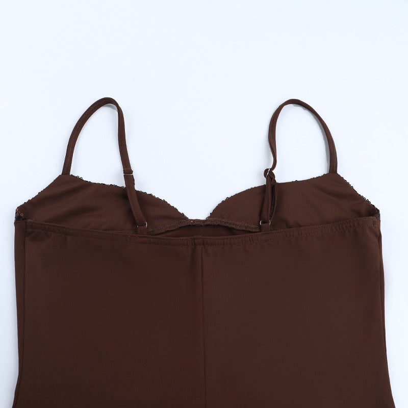 Women fall French lace patchwork dress 17