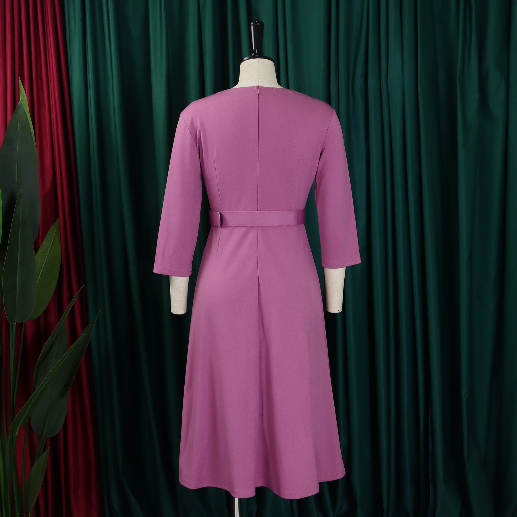 Women v-neck pleated elastic elegant African dress 18