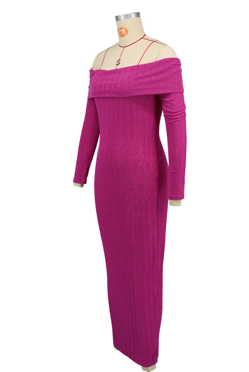 Women Solid Off Shoulder Maxi Dress 16