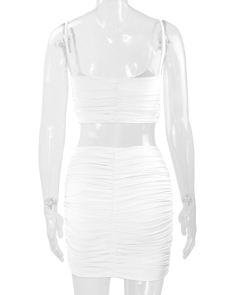 Sexy Camisole Ruched Bodycon Skirt Two-Piece Set For Women 27