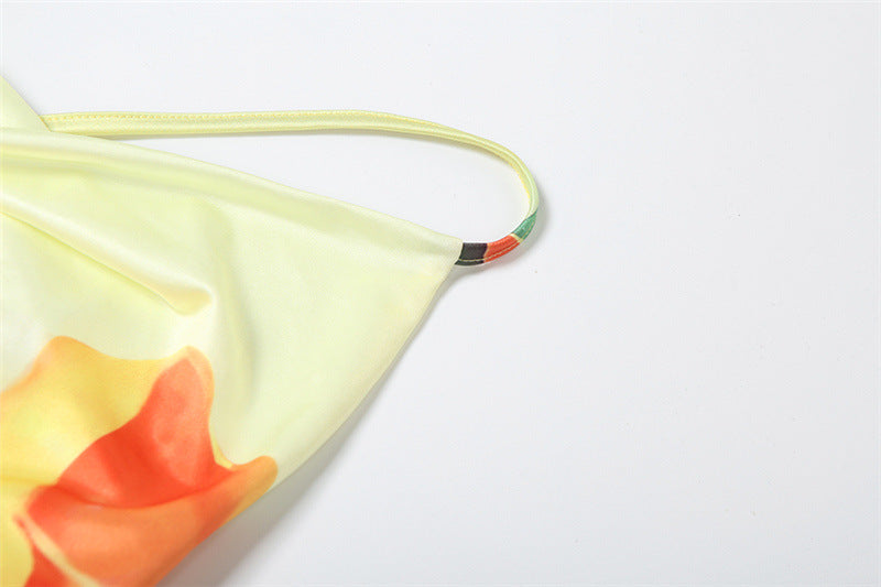 Women's Summer Fashion Print Sleeveless Low-Back Long Dress 13