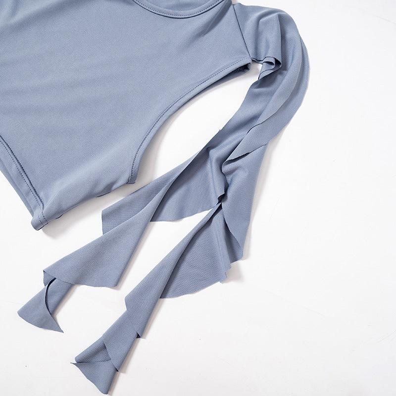 Women's Summer Ruffle Sleeveless Crop Top Low Waist Skirt Women's Set 18