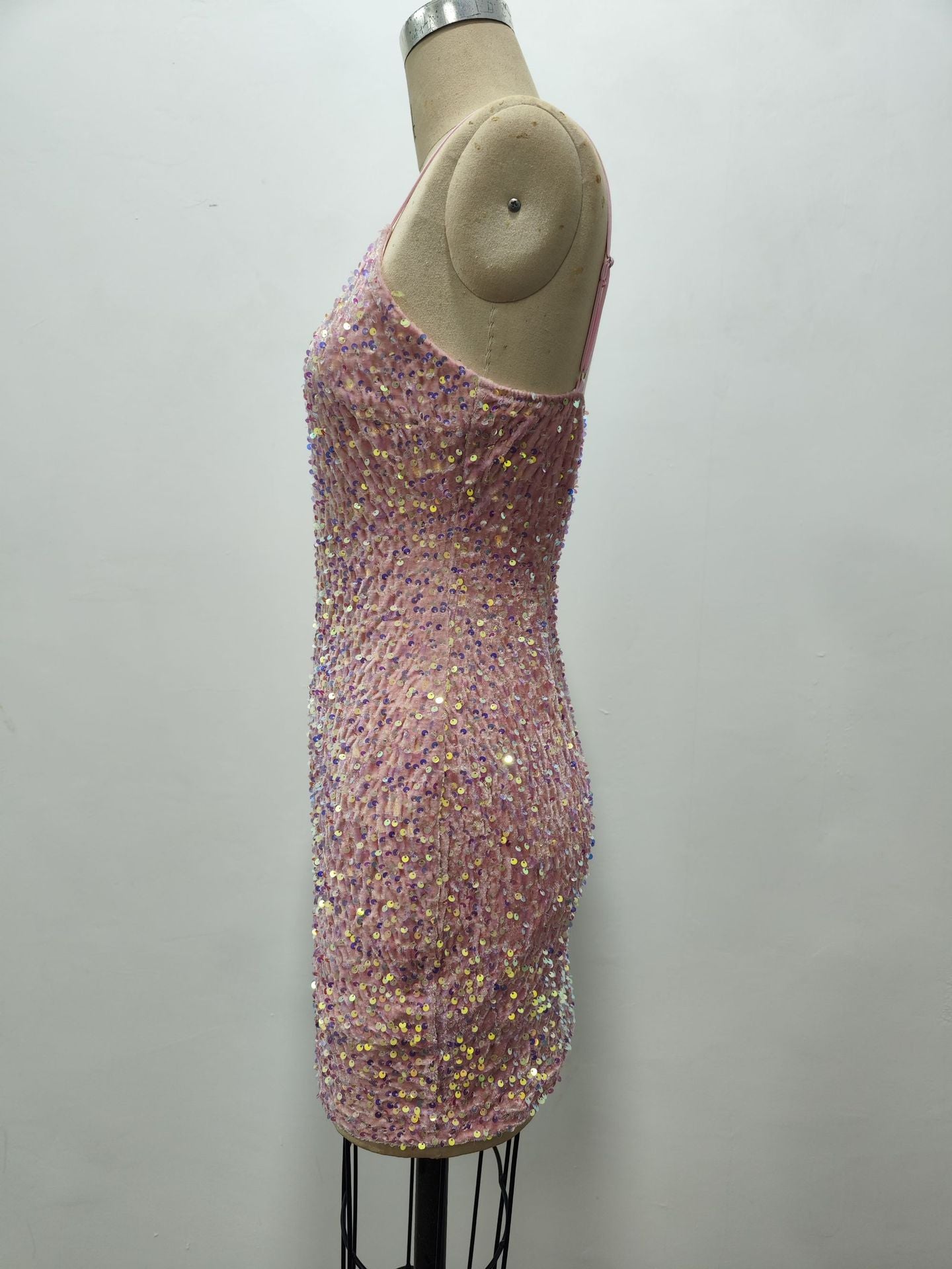 Women 's Sparkling Sequin Tight Fitting Strap Party Dress 8