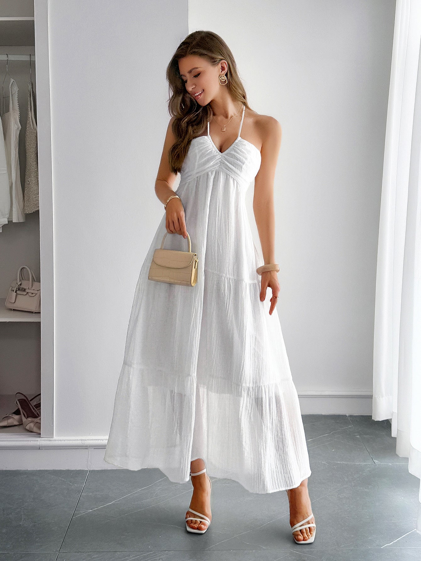 Spring/Summer Women's Elegant Holidays Halter-Neck Beach Long Dress