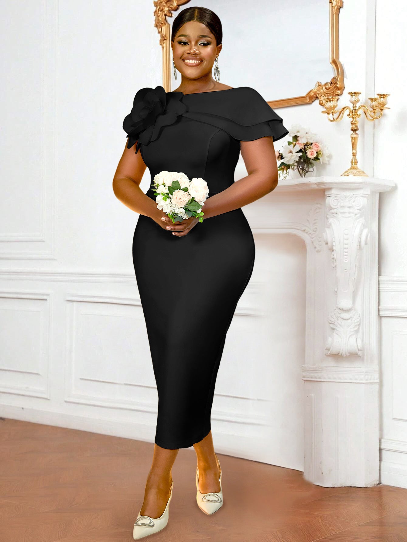 Women Formal Party Round Neck Sleeveless Floral Dress 16