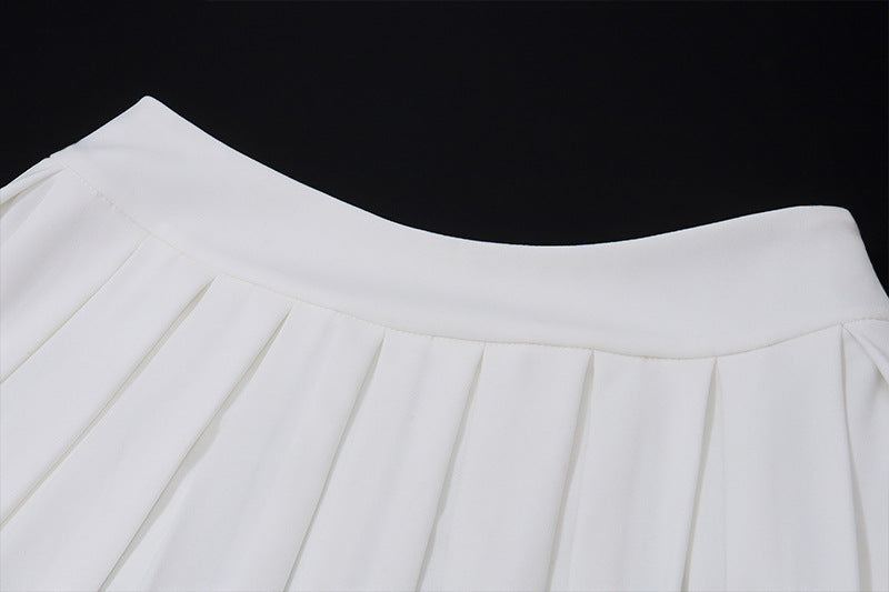 Women spring sexy v-neck vest and pleated Skirt two-piece set 12