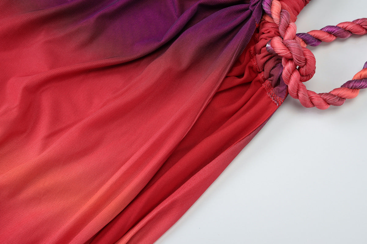 Women's Summer Fashion Sexy Strap Camisole Side Slit Skirt Set 14