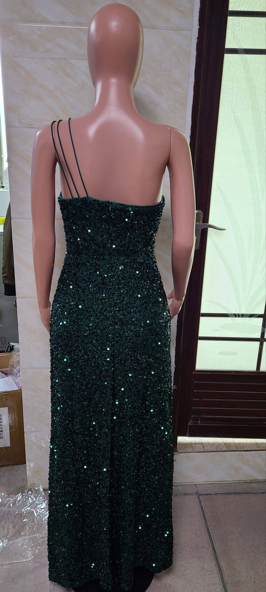 Women Summer Sexy Off Shoulder Slit Sequin Dress 19