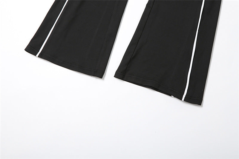 Summer Fashion Low Back Tight Fitting Contrast Color Slim Butt Lift Yoga Casual Jumpsuit for Women 14