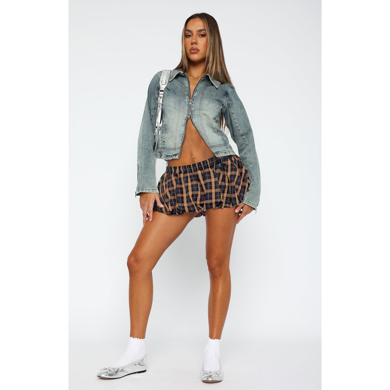 Women plaid mini pants skirt 56