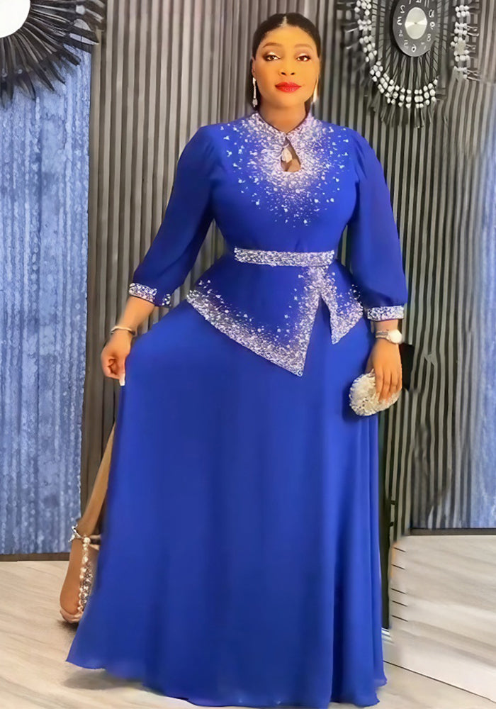Career Women's Muslim Africa Beaded Fashion Plus Size Dress