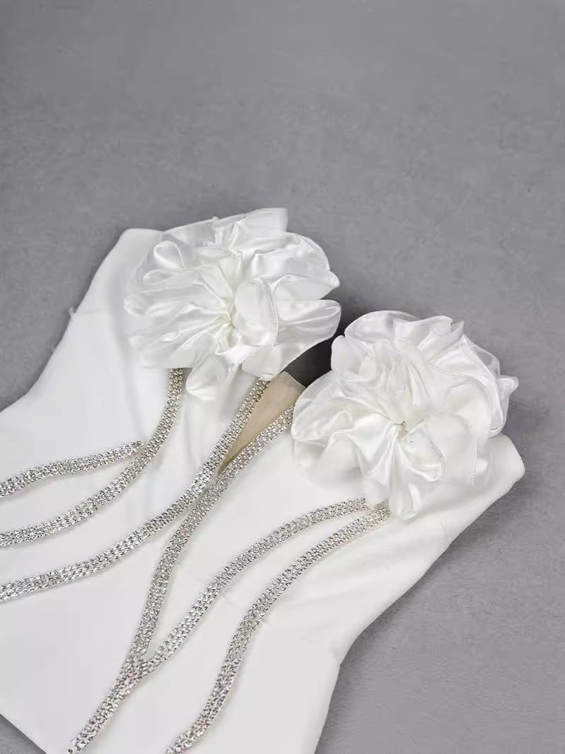 Women Flower Chain Strapless Dress 5